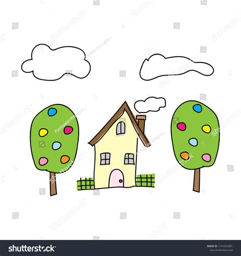 Doodle Art Hand Drawing Cute Homes Stock Vector Royalty Free