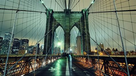 1920x1080 Lights Brooklyn Bridge New York City Night New York Nyc