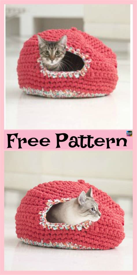 This cute cat fort is the perfect kitty hiding this is a pattern that has been clipped from a book or a magazine br br crochet this mouse cat bed with worsted weight yarn and size n hook finished. 10 Awesome Crochet Cat Bed - Free Patterns - DIY 4 EVER