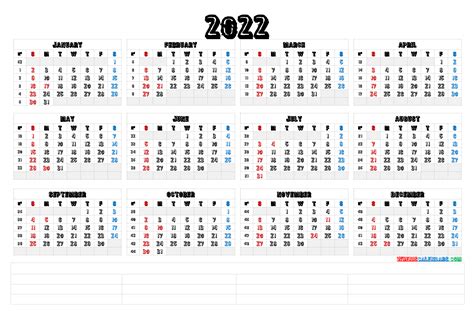 2022 Monday Start Calendar With Week Numbers