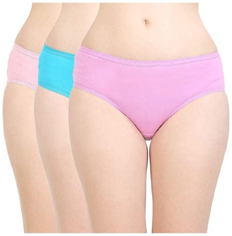 Buy ZUKUNFT FASHION Pack Of 3 Solid Mid Waist Hipster Panty Multi