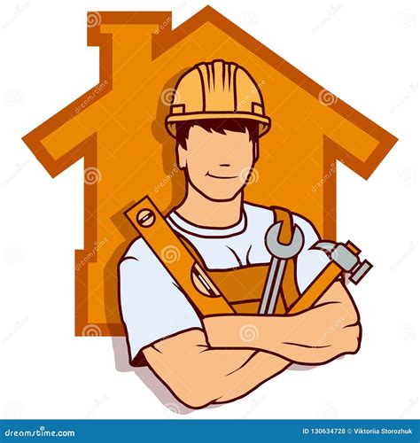 Builder Worker Building Service Logo Builder Company Emblem Vector