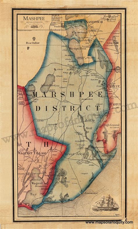 Mashpee 1858 Reproduction Map Maps Of Antiquity