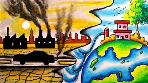 Global Warming Drawing Climate Change Drawing Environment Day