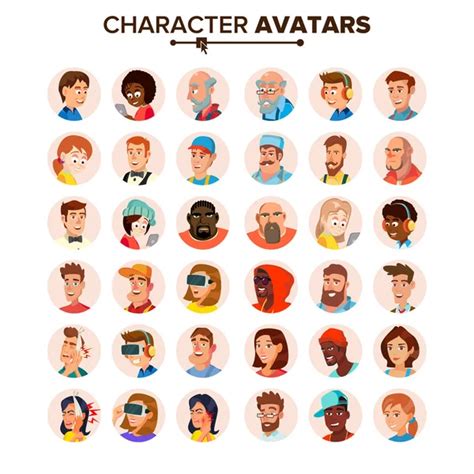 People Avatars Collection Vector Default Characters Avatar Cartoon