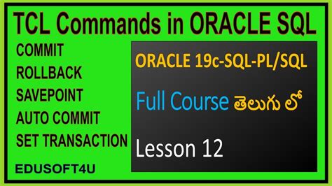 Tcl Commands In Oracle Sql Oracle 19c Sql And Plsql Full Course In