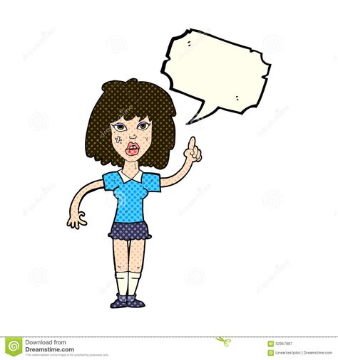 Cartoon Tough Woman With Idea With Speech Bubble Stock Illustration