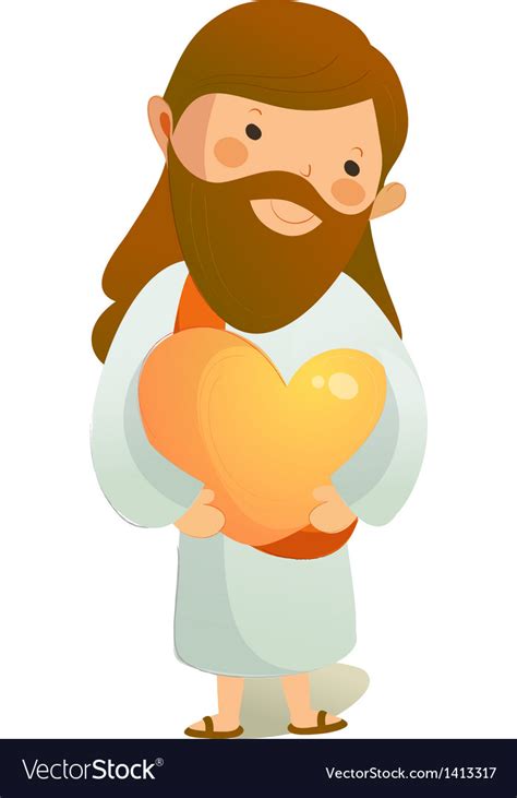 Close Up Of Jesus Christ Holding Heart Shape Vector Image