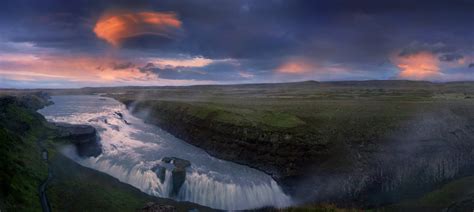 Gullfoss Sunset Pano Iceland ‹ Bob Kim The Envisioned Landscape