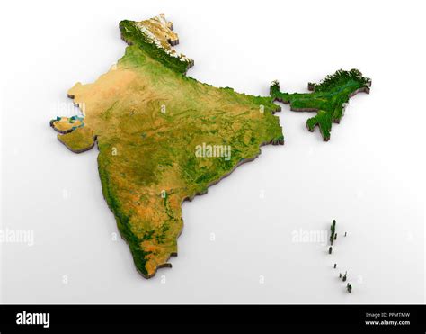 India 3d Physical Map With Relief Stock Photo Alamy