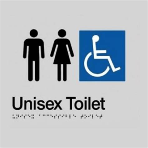 Unisex Toilet Braille Sign Silver Australian Tactiles And Braille