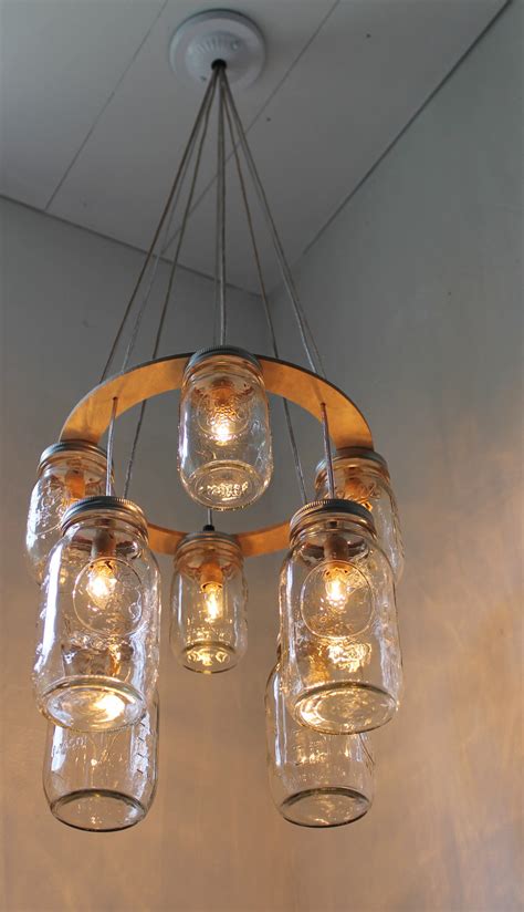 Double Decker Mason Jar Chandelier Upcycled Hanging