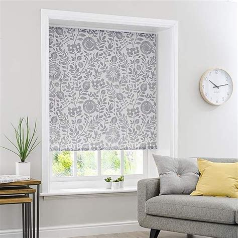 Scandi Floral Grey Daylight Roller Blind Dunelm Roller Blinds