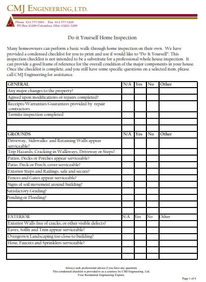 Printable Home Inspection Checklist Templates Word Pdf Best