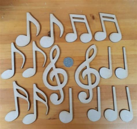 16x Music Notes Wooden Craft Shapes Wood Diy Decoration Notes Plaque