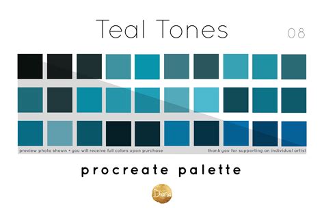 Teal Tones Blue Aqua Procreate Color Palette Ipad Digital Download