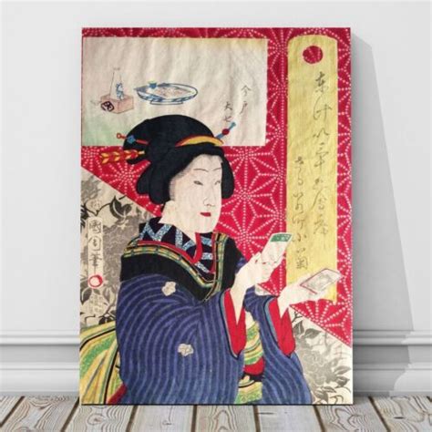Vintage Japanese Kabuki Art Canvas Print 32x24 Geisha~ Kunichika 15