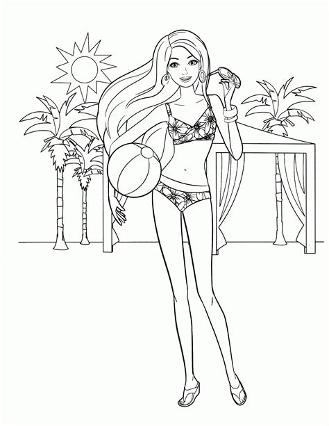 Barbie Beach Coloring Page Printable Free Coloring Home