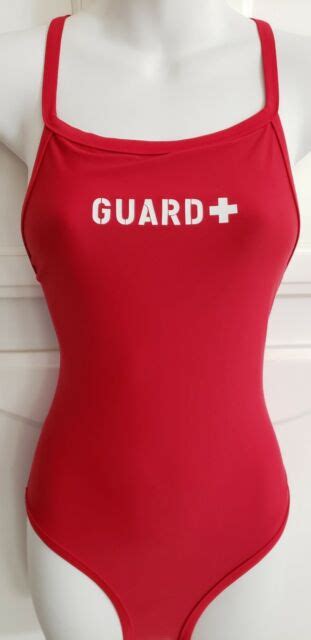 Womens Sporti Lifeguard Swimsuit One Piece Thin Strap Red Navy Guard