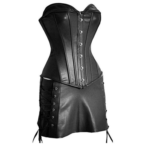 Women S Lace Up Faux Leather Overbust Corsets Corsets And Bustiers