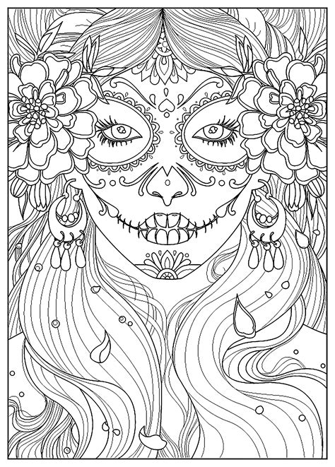 Day Of The Dead El Dia De Los Muertos Adult Coloring Pages