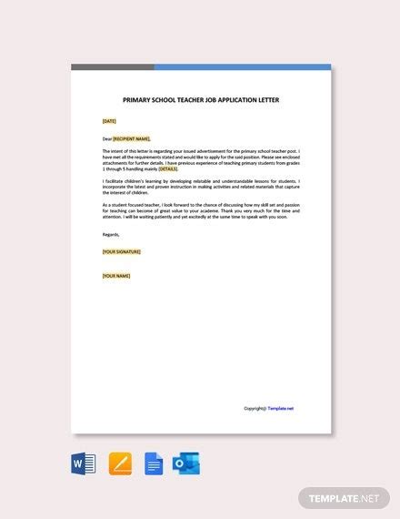 Use it to frame a formal custom teacher cover you can customize this letter and use it as per your need. Application Letter For A Primary School Teaching Job ...