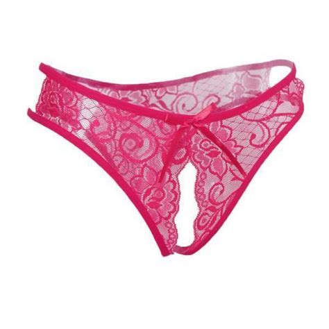 promo 4xwomens sexy floral lace thong underwear crotchless panties lingerie pink 4 pcs diskon 29