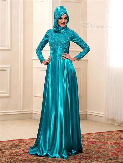 muslim evening dresses with hijab arab 2017 kaftan formal lace dubai with long sleeves high neck