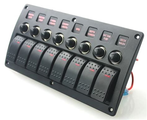 Marine Boat Rocker Switch Panel With Circuit Breaker Overload