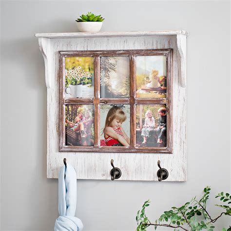 Cream Windowpane Collage Frame Shelf With Hooks Kirklands Decor
