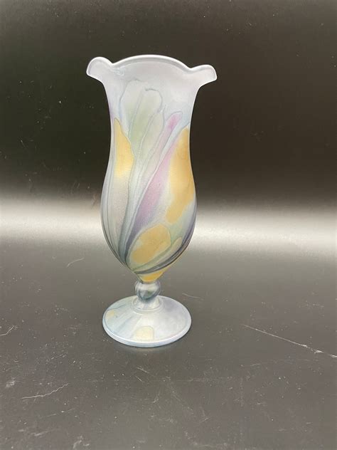 Art Nouveau Rueven Hand Painted Glass Vase Israel Originals Etsy