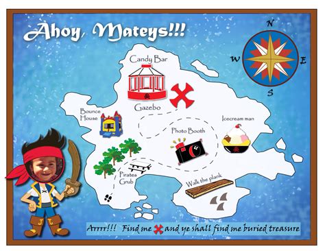 A Map With Many Things On It And An Image Of A Pirate In The Middle