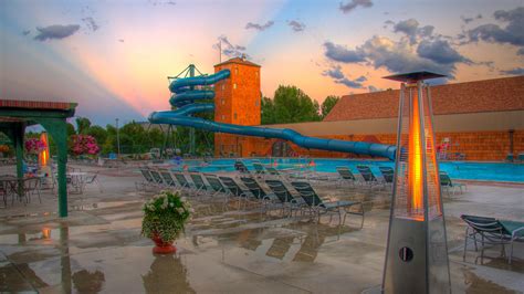 The Outdoor Pool And Water Slide In Summer At Fairmont Hot Springs