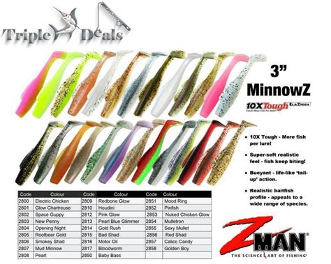 6 Pack Of Zman 3 Minnowz Soft Plastic Lures Z Man Soft Plastics