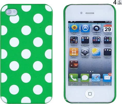 Green Polka Dot Embossed Hard Case For Apple Iphone 4 4s