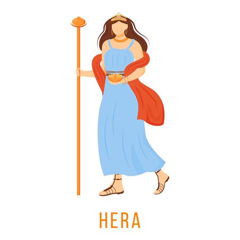 Hera Ilustração Vetorial Plana Divindade Grega Antiga Deusa Do