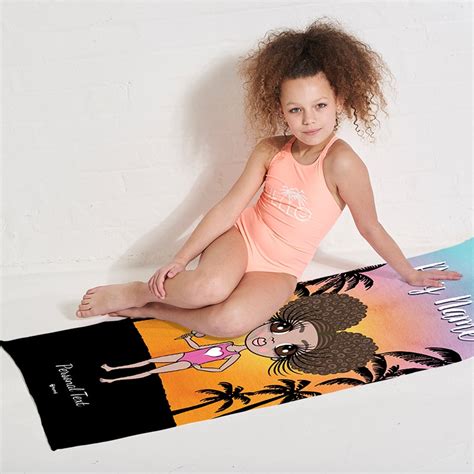 Claireabella Girls Tropical Sunset Beach Towel Toxic Fox