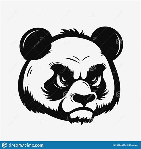Angry Panda Head Black And White Logo Stock Vector Illustration Of