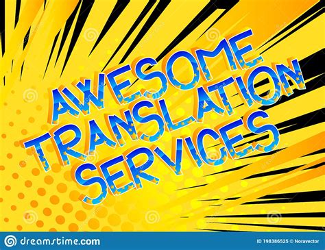 Awesome Translation Services Comic Book Style Cartoon Words Stock