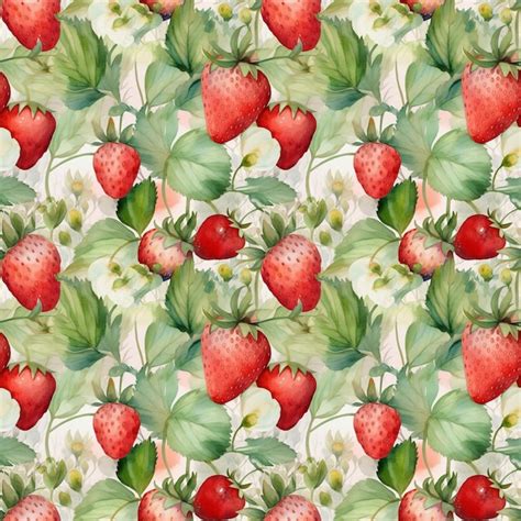 Premium Vector Watercolor Seamless Pattern With Red Strawberries