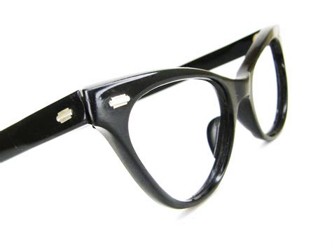 Vintage Black 50s Horn Rim Cateye Eyeglasses Frame France Etsy