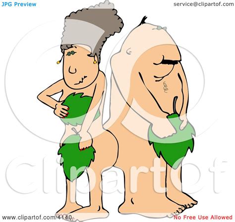 Modern Adam And Eve Covering Their Private Parts With
