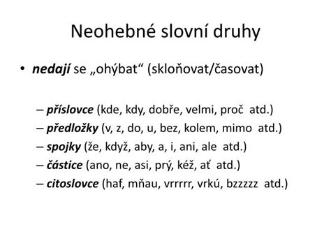Ppt Neohebn Slovn Druhy Powerpoint Presentation Id