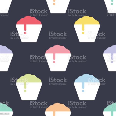 Shaved Ice Flat Style Seamless Vector Pattern Stock Illustration
