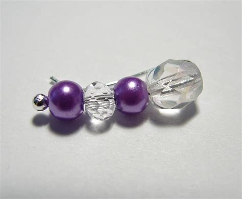 Ear Pins Purple Lavender Orchid Glass Pearls And Silver Pair