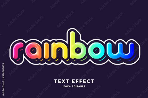 Rainbow Text Effect Editable Text Stock Vector Adobe Stock