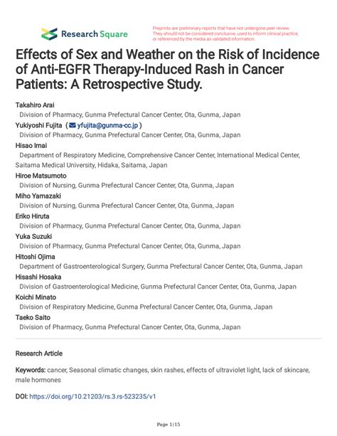 Pdf Effects Of Sex And Weather On The Risk Of Incidence Of Anti Egfr