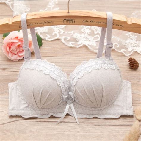 Lovely Lace Embroidery Push Up Bra Brassieres Bras Sexy Pink Sweet Cotton Bra 3 4 Cup Cute Girls