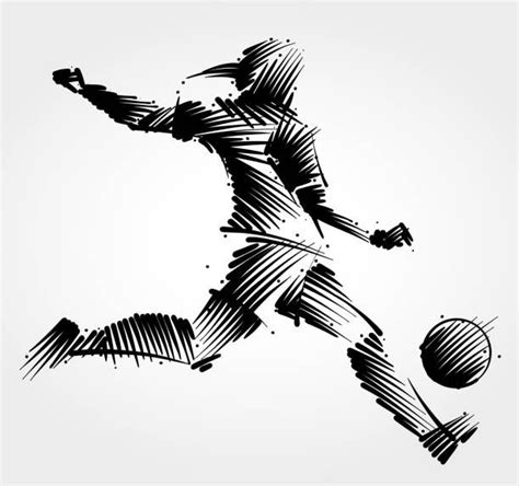 Soccer Player Kicking Ball Sketch