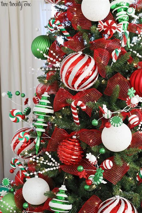 Peppermint Christmas Tree Christmas Tree Themes Ribbon On Christmas